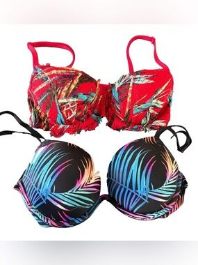 2 Victoria's Secret PINK Everywhere Super Push-Up & Date Push-Up Bras